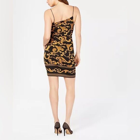 Guess Jenny Mini Black Gold Dress Gilded Printed Bodycon  Size XS - Picture 3 of 10